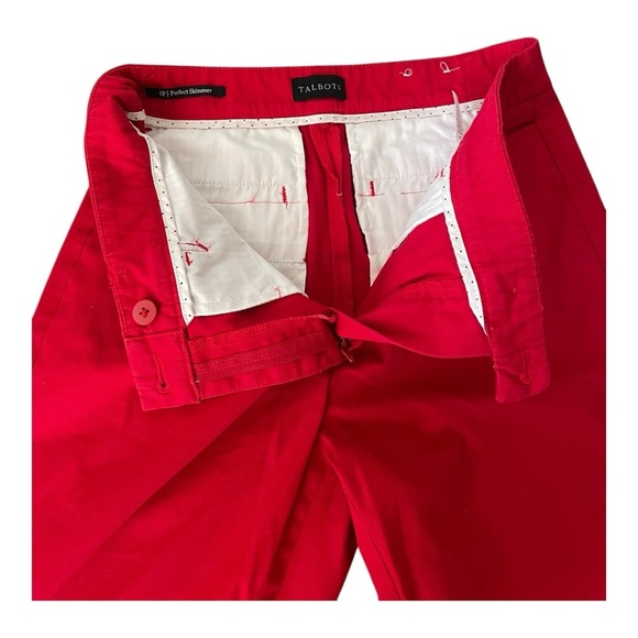 Talbots Perfect Skimmer Red Capris Pants Slim Fit Mid-Calf Cotton Size: 6 - Picture 2 of 7